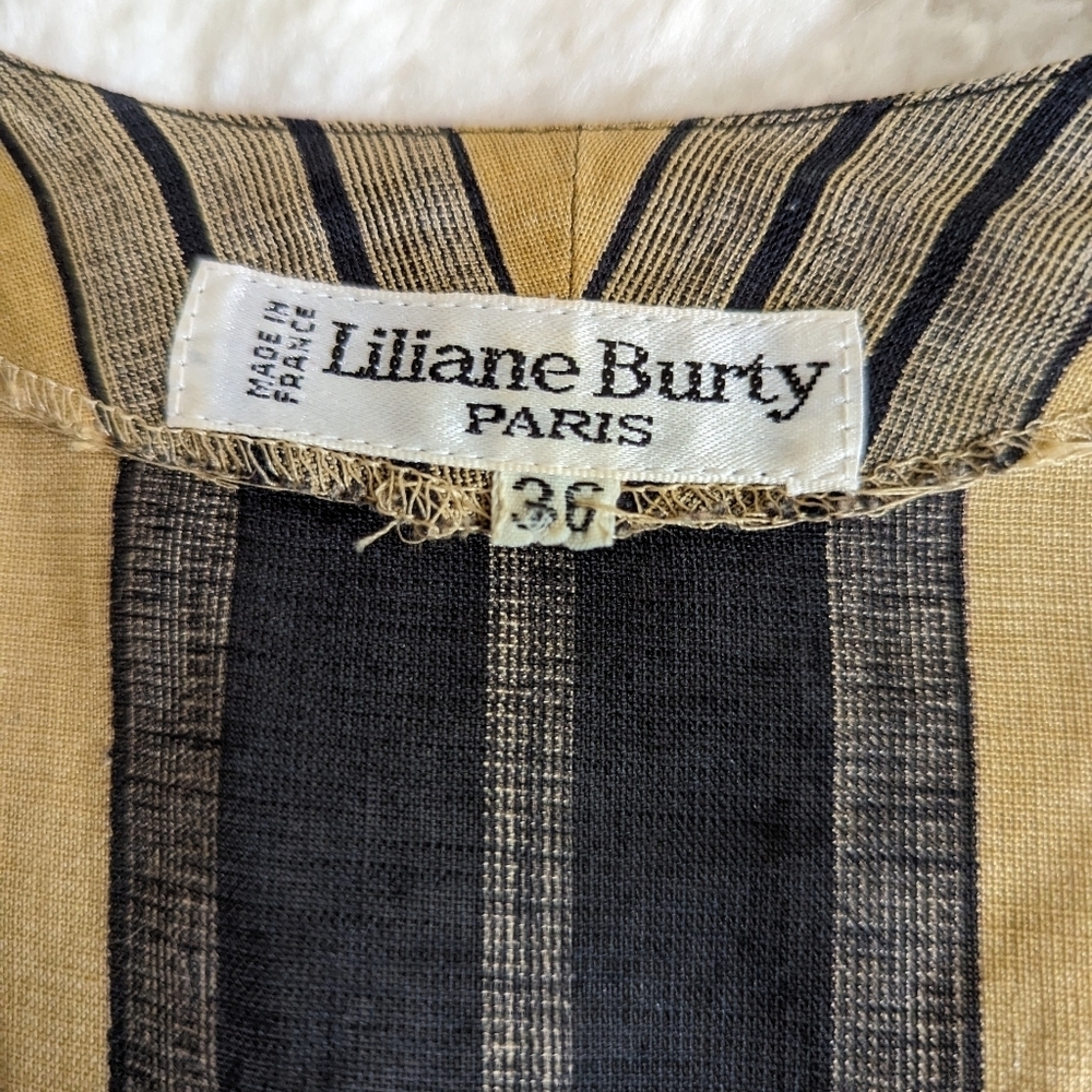 Vintage Liliane burty linen cotton blend striped dress xs small - Picture 7 of 13
